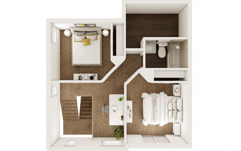 H2 - 3 bedroom floorplan layout with 2.5 baths and 1481 square feet. (Floor 2)